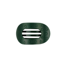 Teleties O Christmas Tree Small Flat Round Hair Clip, green with embossed trees, front view