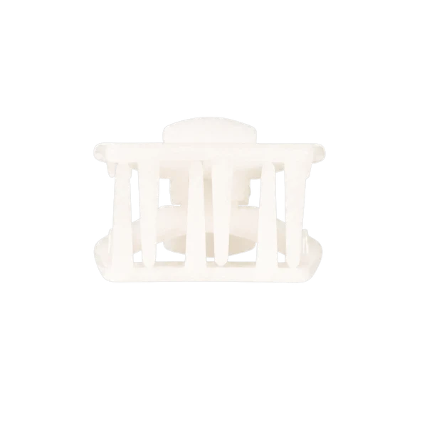 Teleties Open Petite Claw Clip in Coconut White, top view showing the teeth