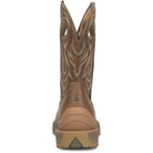 A single brown western cowboy boot shown from the back view against a plain white background.