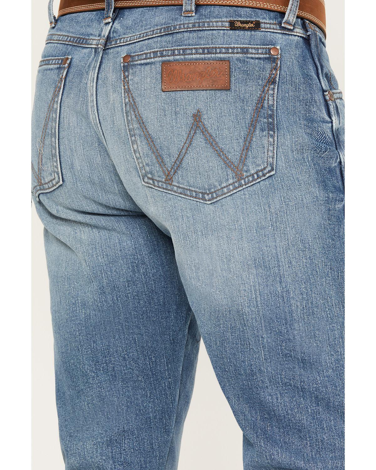 Wrangler Men's Retro 77Mwp Medium Wash Slim Boot Stretch Denim Jeans Light