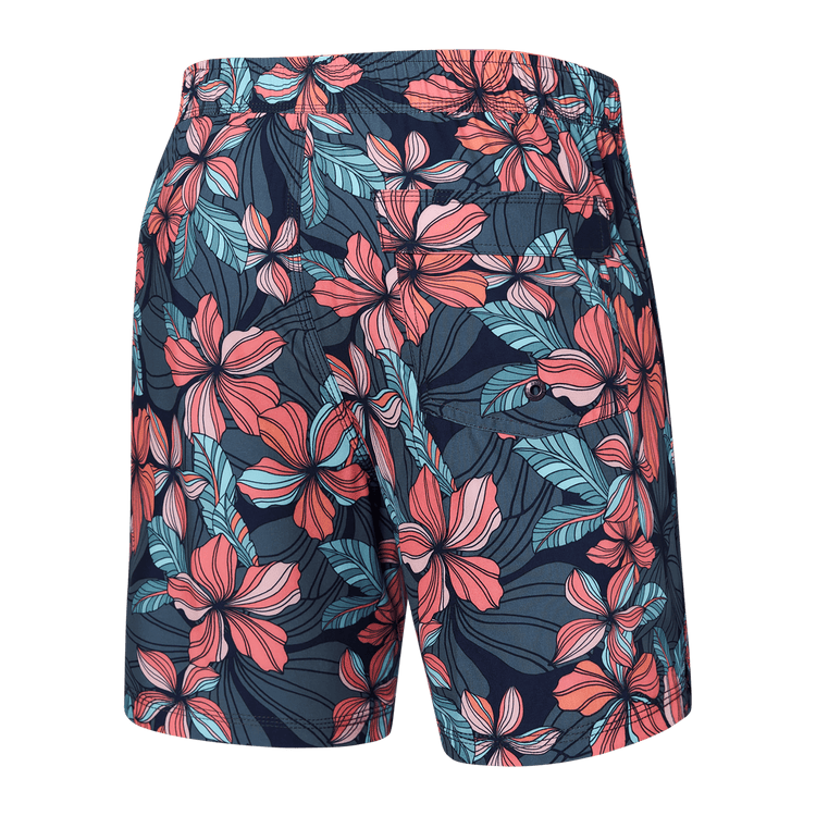 Oh Buoy Stretch Volley Swim Shorts 7"- Deep Jungle Maritime