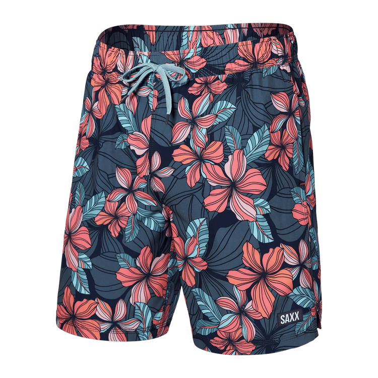 Oh Buoy Stretch Volley Swim Shorts 7"- Deep Jungle Maritime