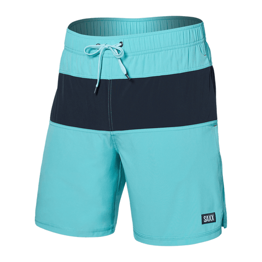 Oh Buoy Stretch Volley Swim Shorts 7"- Turquiose India Ink