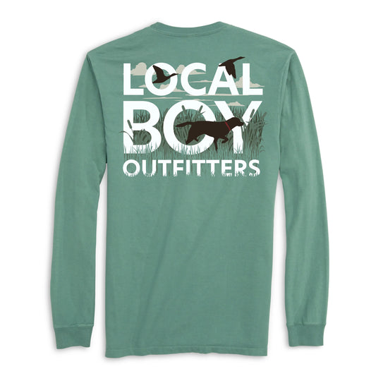 Local Boy Text and Tail Light Green Long Sleeve Tee