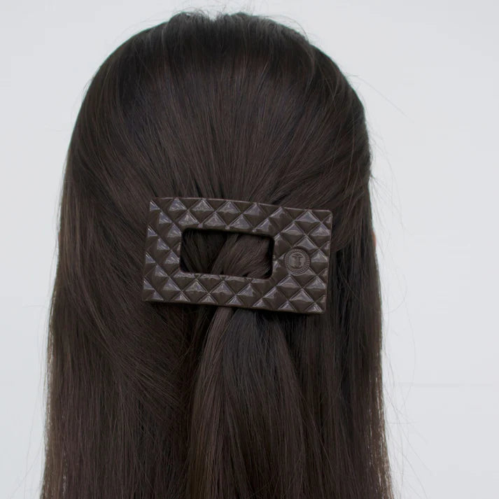 Truly Taupe Quilted SMALL Flat Rectangle Hair Clip