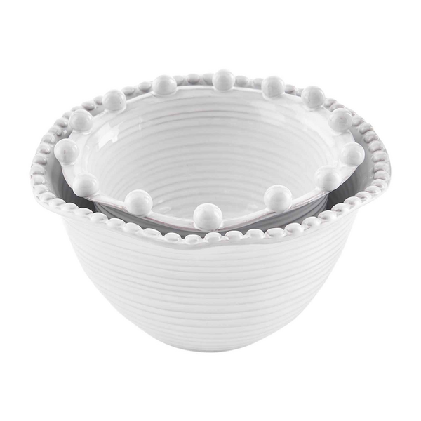 White Beaded Bowl Set