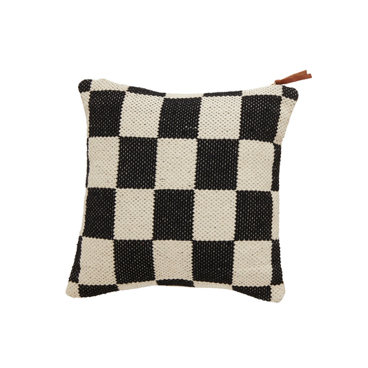 Checkered Square Dhurrie Pillow