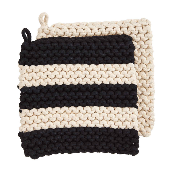 Striped Crochet Pot Holder Set