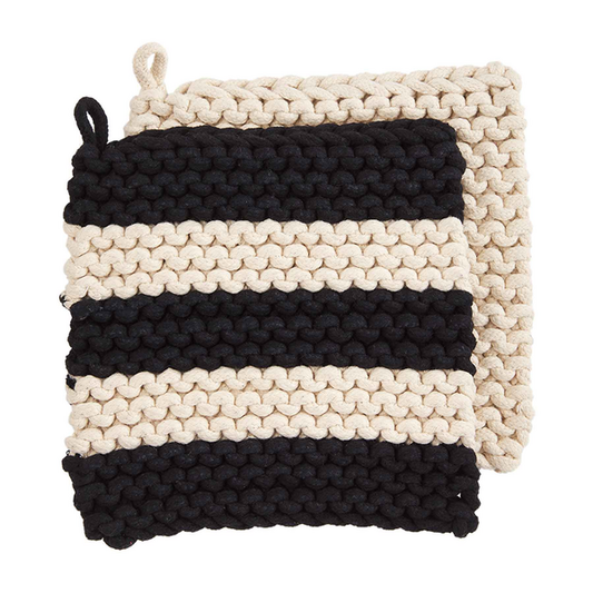 Striped Crochet Pot Holder Set