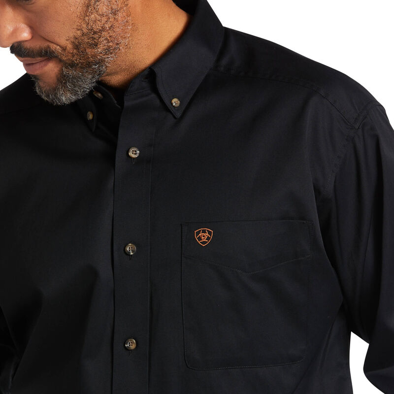 Solid Twill Black Mens Classic Fit Shirt