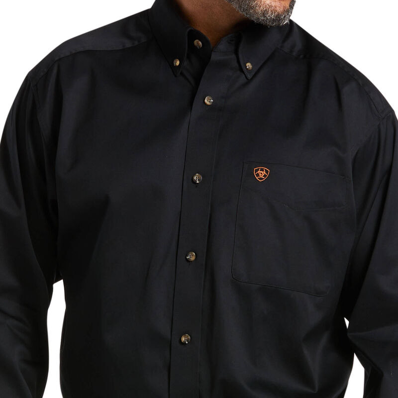 Solid Twill Black Mens Classic Fit Shirt