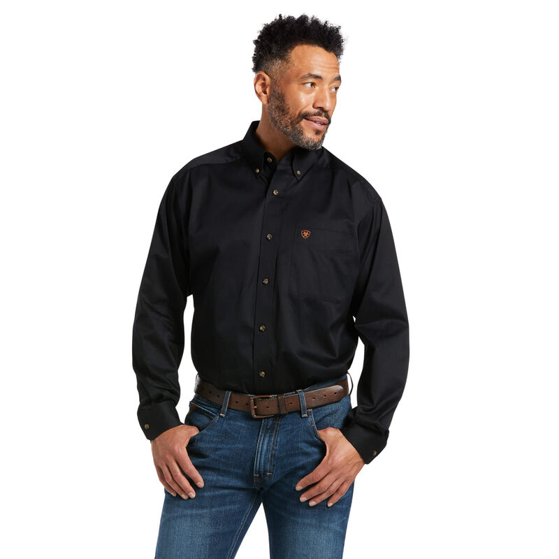 Solid Twill Black Mens Classic Fit Shirt