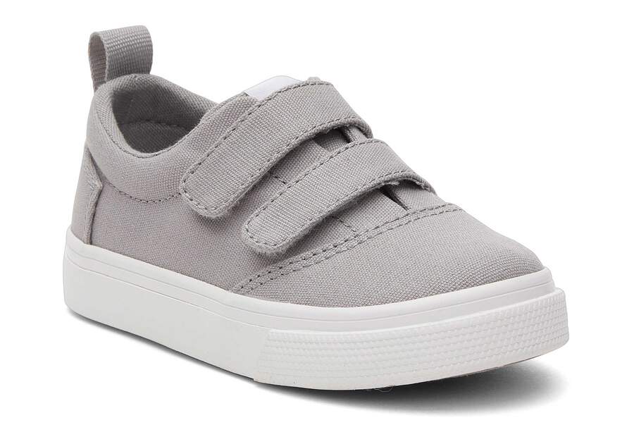 TOMS Kids Tiny Fenix Drizzle Grey Double Strap Toddler Sneaker