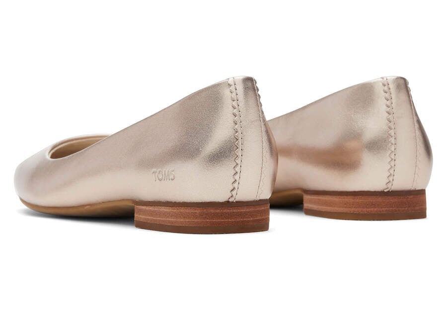 Women Briella Gold Leather Flat By Toms