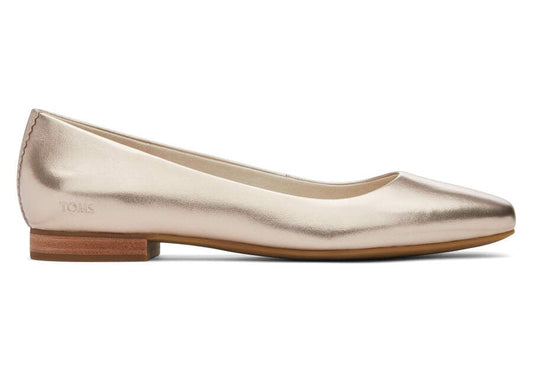 Women Briella Gold Leather Flat By Toms