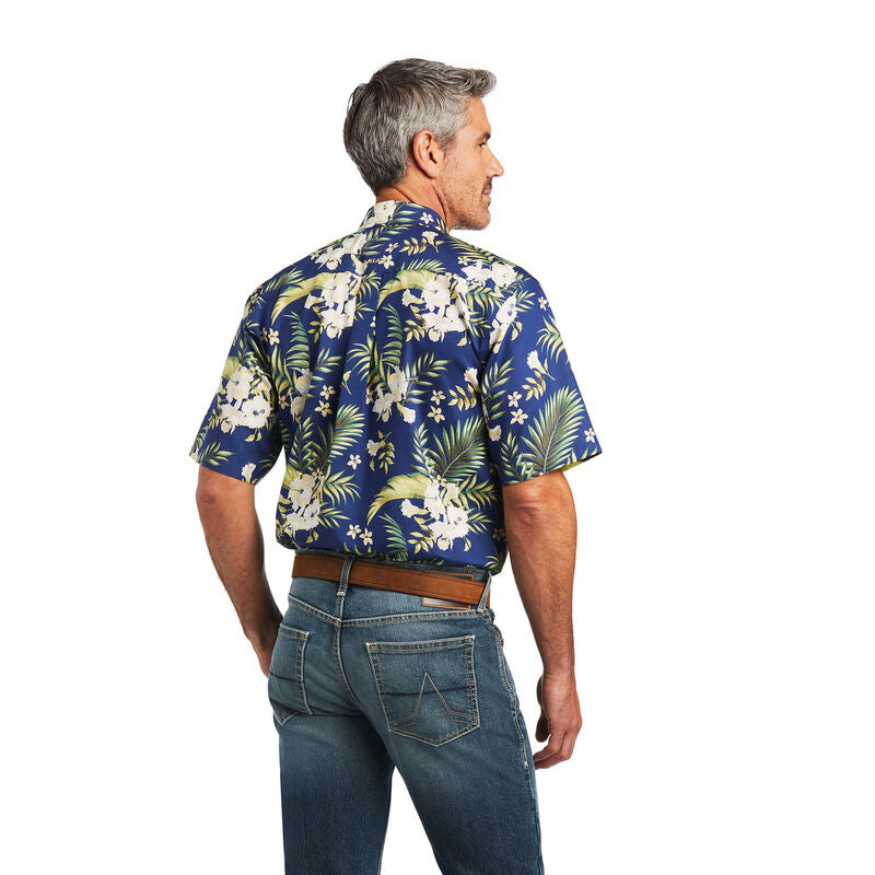 Blue Tropical Ariat Wrinkle Free Ephraim Classic Fit Shirt