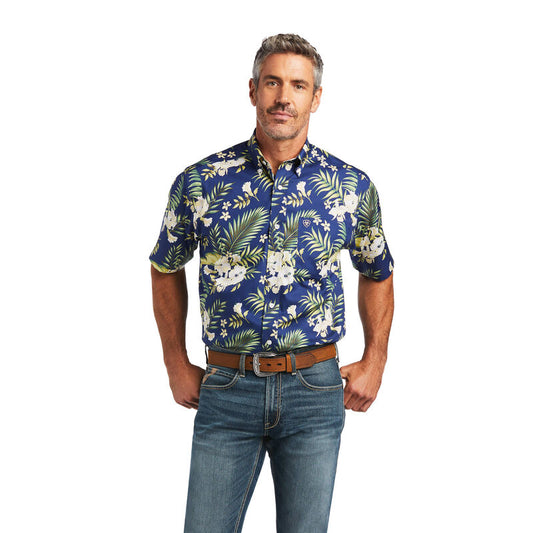 Blue Tropical Ariat Wrinkle Free Ephraim Classic Fit Shirt