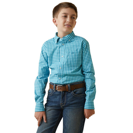 Youth Blue Ariat Pro Series Kalvin Classic Fit Shirt