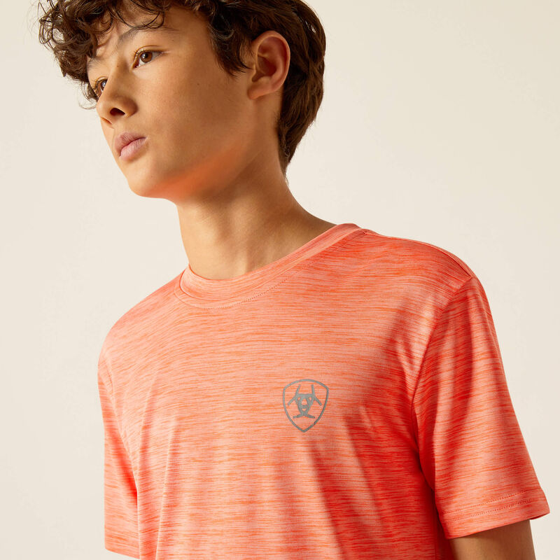 Boys Charger Ariat SW Shield T-Shirt- Hot Coral