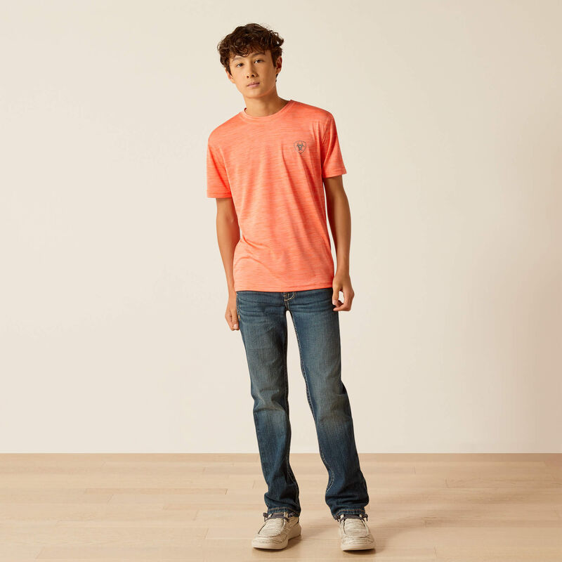 Boys Charger Ariat SW Shield T-Shirt- Hot Coral