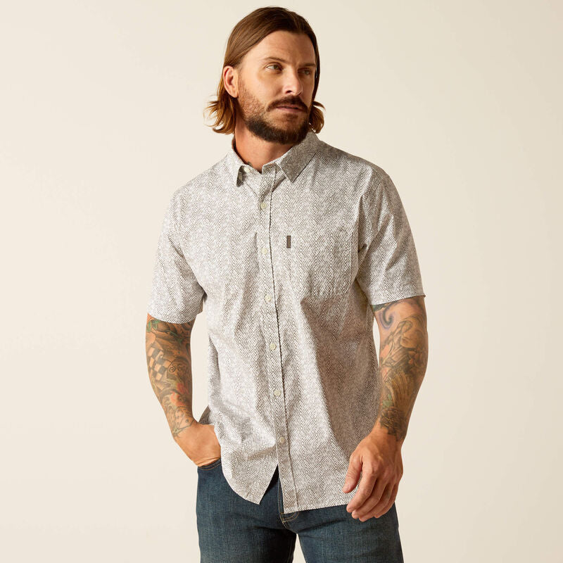 Men's Ariat White Morgan Stretch Modern Fit Shirt