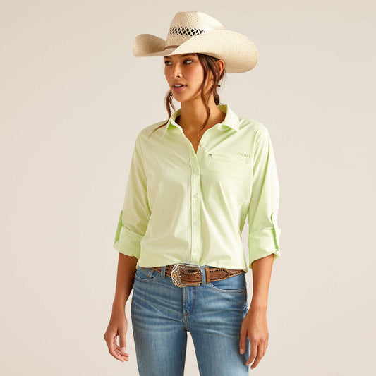 Ariat Womens VentTEK Stretch Shirt- Lime Stripe