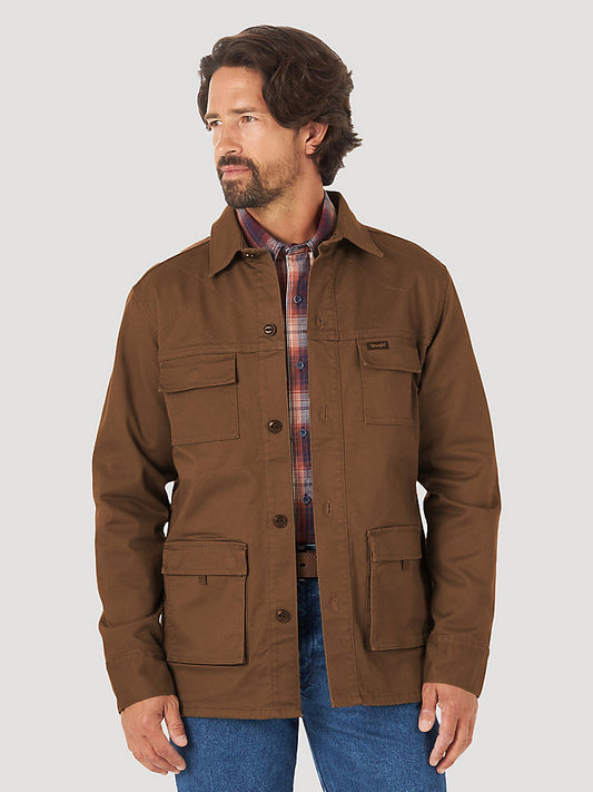 Men's Wrangler Quilted Yoke Chore Brown Jacket