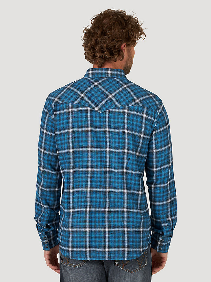 Men's Wrangler Retro® Long Sleeve Flannel Western Snap Plaid Shirt