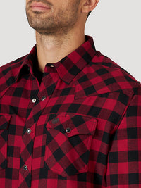 Men's Wrangler Retro® Long Sleeve Flannel Western Snap Plaid Shirt in Buffalo Jack
