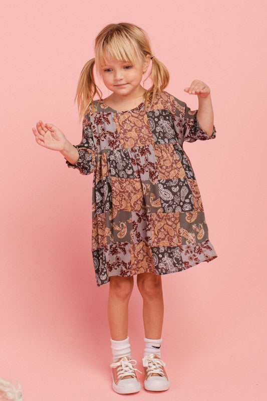 Charcoal Grey Floral Paisley Youth Dress