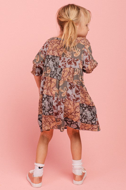 Charcoal Grey Floral Paisley Youth Dress