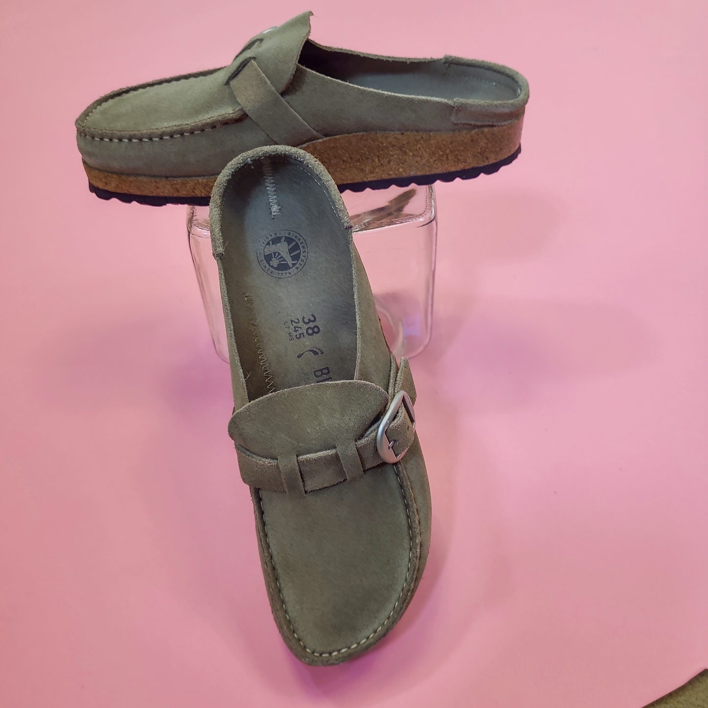 Buckley Grey Taupe Suede Leather Clog