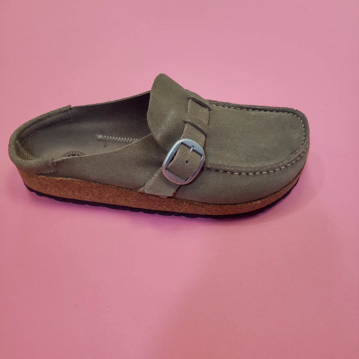 Buckley Grey Taupe Suede Leather Clog