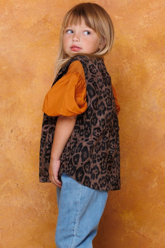 Youth Girls Brown Leopard Vest