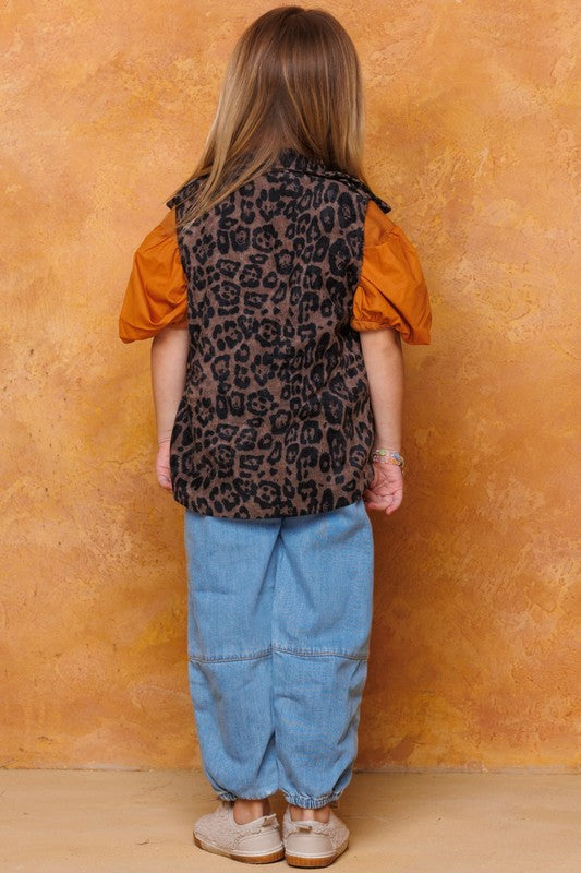 Youth Girls Brown Leopard Vest