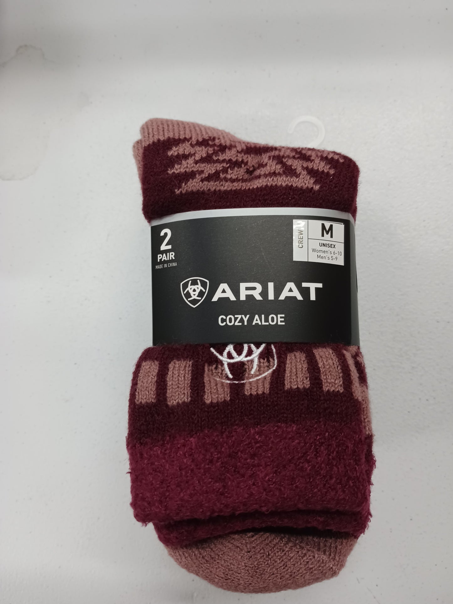 Wine Aztec Ariat Socks