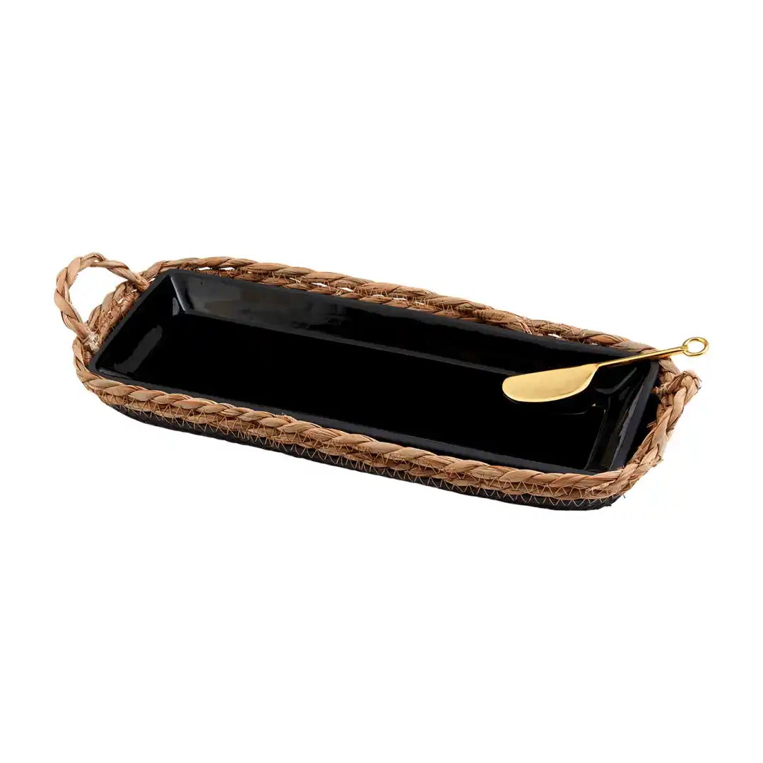 BLACK TRAY AND BASKET SET