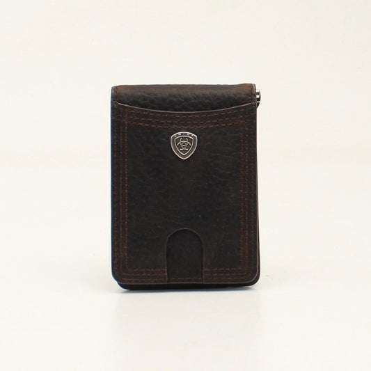 ARIAT CARD CASE MONEY CLIP BROWN