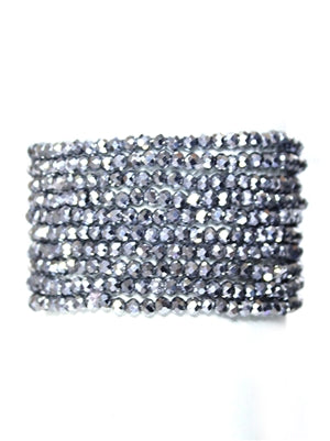 Hematite Small Crystal Set of 10 Stretch Bracelets