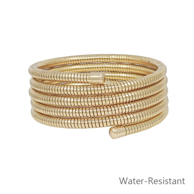 Water-Resistant Gold Coil Multi Strand Wrap Bracelet