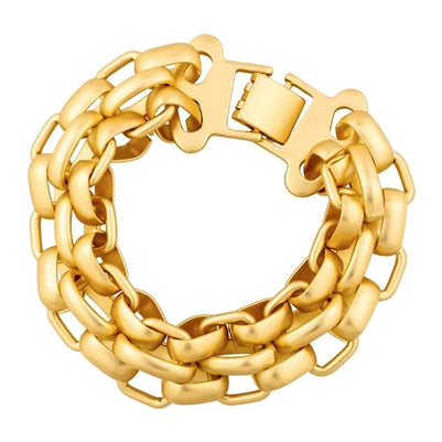 Matte Gold Interlocking Chain 7.5" Bracelet