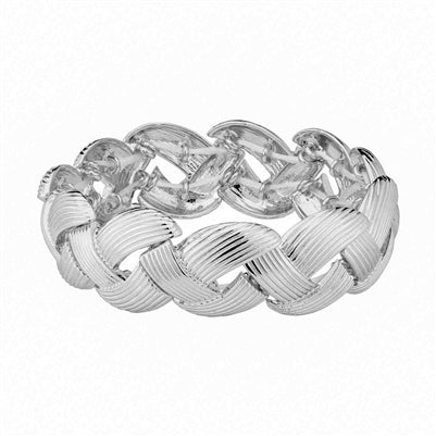 Textured Silver Braided Stretch Bracelet