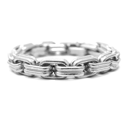Worn Silver Chunky Chain Linked Stretch Bracelet