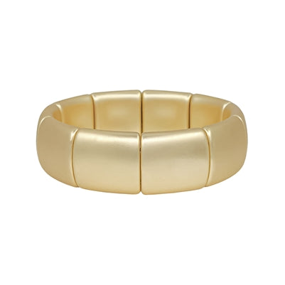 Matte Gold Square Metal Stretch Bracelet