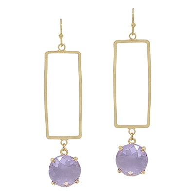 Purple and Gold Rectangle outlet Earrings