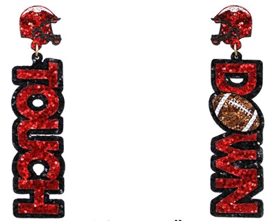 Red and Black Glitter Touchdown 2" Gameday Earring