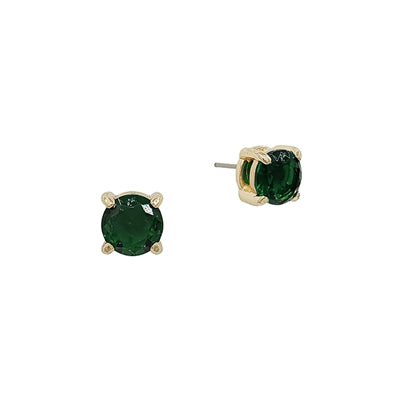 Green Crystal 8mm Stud Earring