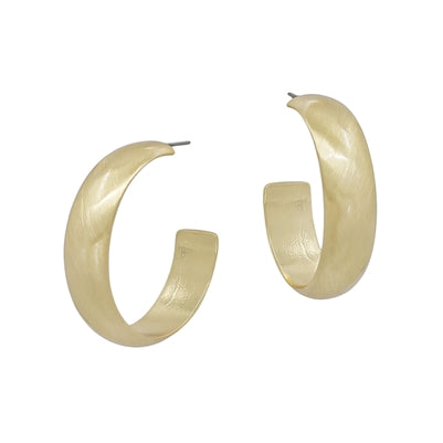 Matte Gold Textured Satin Hoop 1.5" Earring