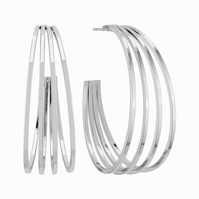 Silver Layered Wire Hoop 1.5" Earring