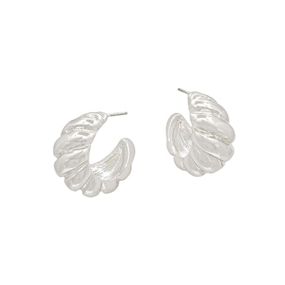 Silver Swirled Textured .75" Earring